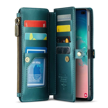CASEME C36 Series For Samsung Galaxy S10 Plus Wallet Phone Case PU Leather Flip Cover with Straps