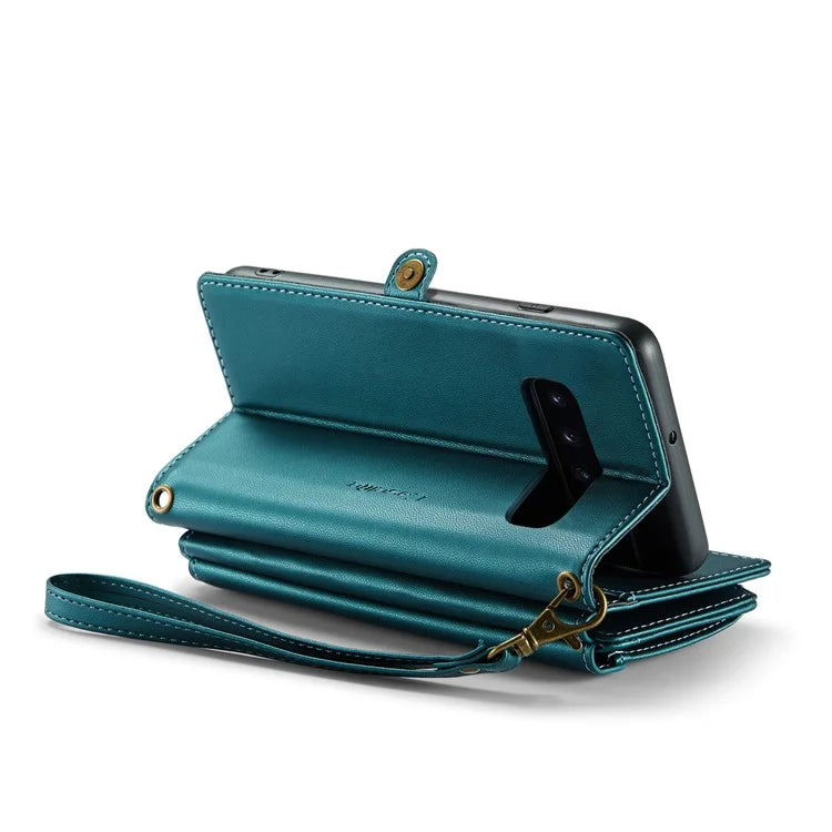 CASEME C36 Series For Samsung Galaxy S10 Plus Wallet Phone Case PU Leather Flip Cover with Straps