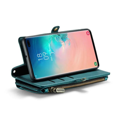 CASEME C36 Series For Samsung Galaxy S10 Plus Wallet Phone Case PU Leather Flip Cover with Straps