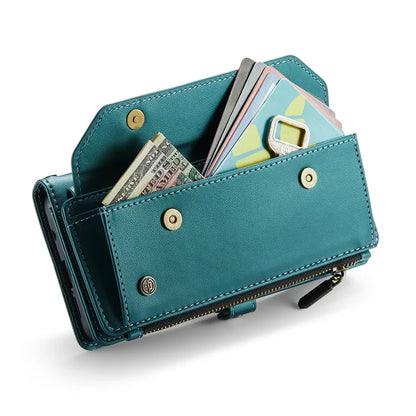 CASEME C36 Series For Samsung Galaxy S10 Plus Wallet Phone Case PU Leather Flip Cover with Straps