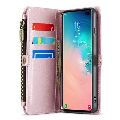CASEME C36 Series For Samsung Galaxy S10 Plus Wallet Phone Case PU Leather Flip Cover with Straps