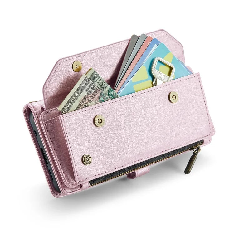 CASEME C36 Series For Samsung Galaxy S10 Plus Wallet Phone Case PU Leather Flip Cover with Straps