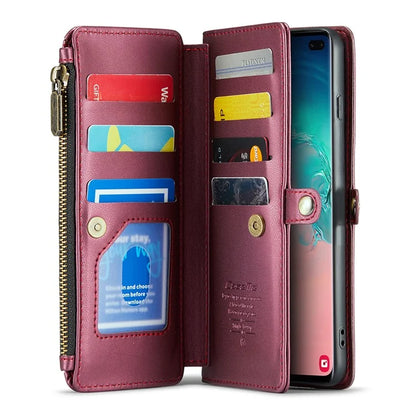 CASEME C36 Series For Samsung Galaxy S10 Plus Wallet Phone Case PU Leather Flip Cover with Straps