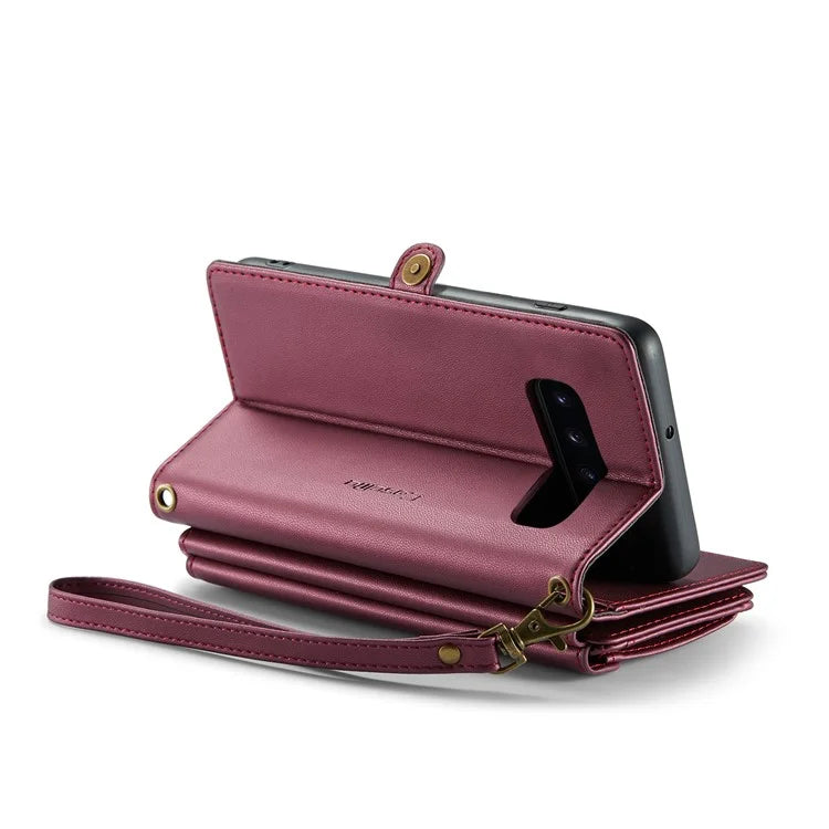 CASEME C36 Series For Samsung Galaxy S10 Plus Wallet Phone Case PU Leather Flip Cover with Straps