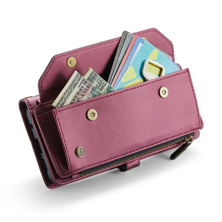 CASEME C36 Series For Samsung Galaxy S10 Plus Wallet Phone Case PU Leather Flip Cover with Straps
