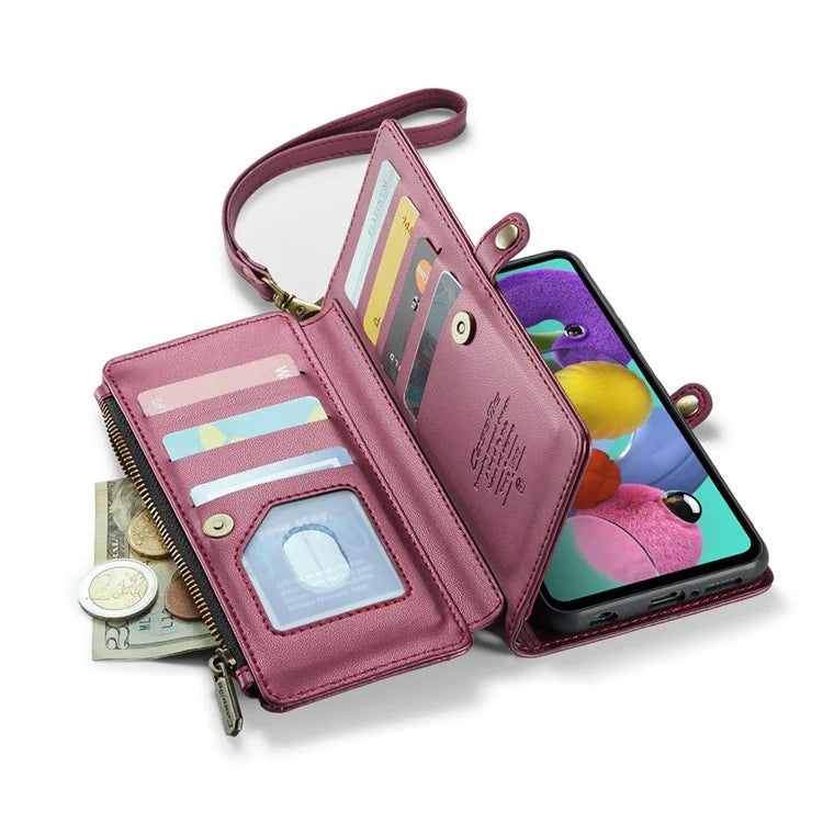 CASEME C36 Series For Samsung Galaxy A51 4G SM-A515 Leather Case Zipper Wallet Phone Cover