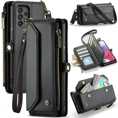 CASEME C36 Series For Samsung Galaxy A53 5G Case 10 Card Slots PU Leather Phone Cover with Straps
