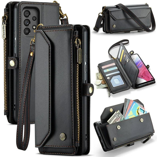 CASEME C36 Series For Samsung Galaxy A53 5G Case 10 Card Slots PU Leather Phone Cover with Straps
