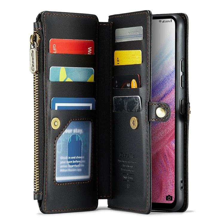 CASEME C36 Series For Samsung Galaxy A53 5G Case 10 Card Slots PU Leather Phone Cover with Straps