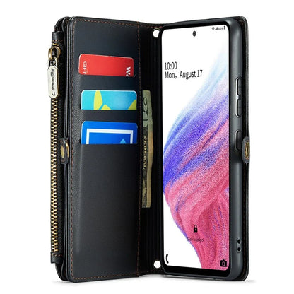 CASEME C36 Series For Samsung Galaxy A53 5G Case 10 Card Slots PU Leather Phone Cover with Straps