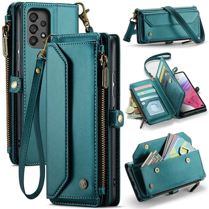 CASEME C36 Series For Samsung Galaxy A53 5G Case 10 Card Slots PU Leather Phone Cover with Straps