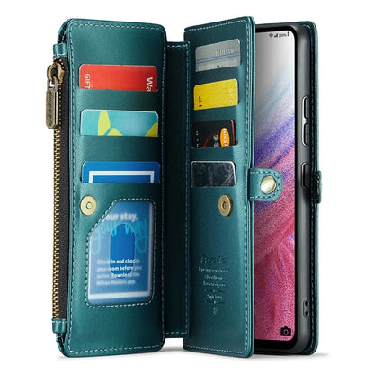 CASEME C36 Series For Samsung Galaxy A53 5G Case 10 Card Slots PU Leather Phone Cover with Straps
