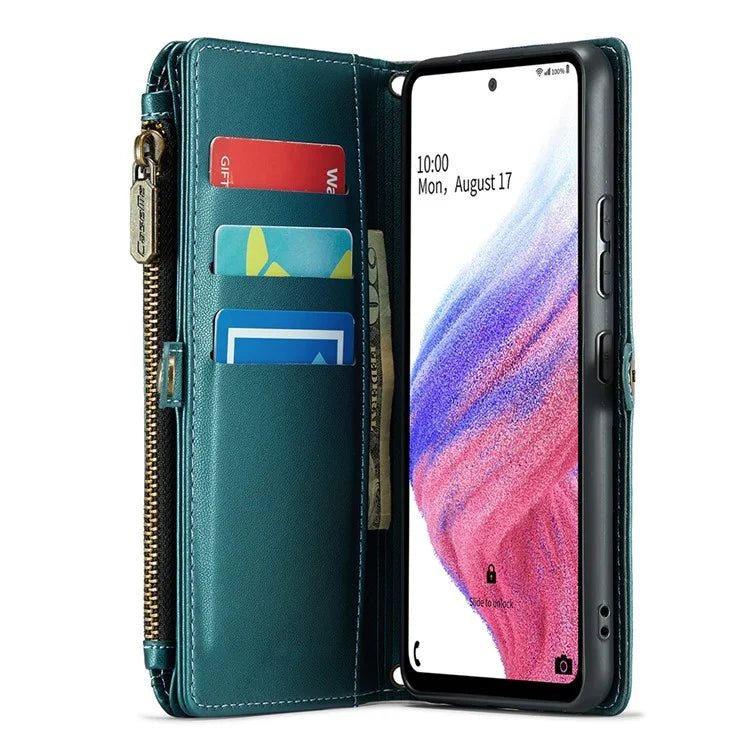 CASEME C36 Series For Samsung Galaxy A53 5G Case 10 Card Slots PU Leather Phone Cover with Straps