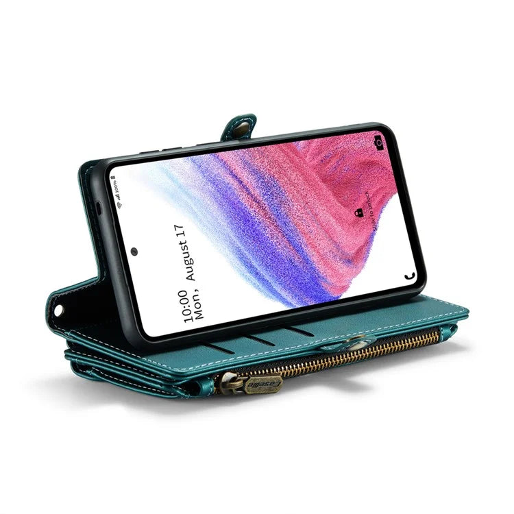 CASEME C36 Series For Samsung Galaxy A53 5G Case 10 Card Slots PU Leather Phone Cover with Straps