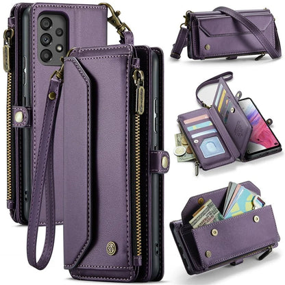 CASEME C36 Series For Samsung Galaxy A53 5G Case 10 Card Slots PU Leather Phone Cover with Straps