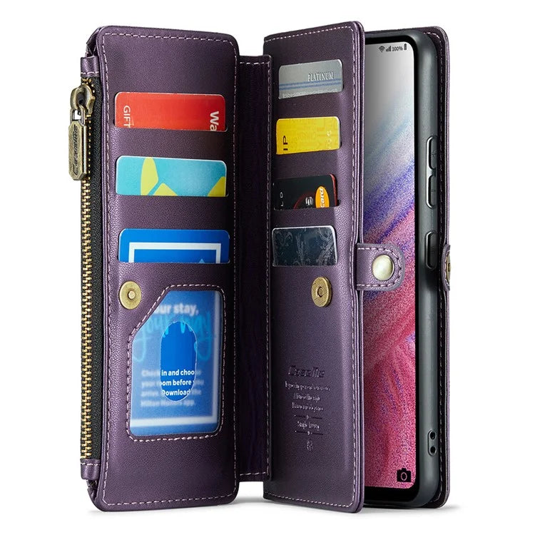 CASEME C36 Series For Samsung Galaxy A53 5G Case 10 Card Slots PU Leather Phone Cover with Straps