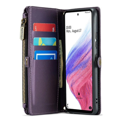 CASEME C36 Series For Samsung Galaxy A53 5G Case 10 Card Slots PU Leather Phone Cover with Straps