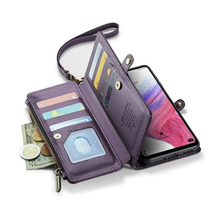 CASEME C36 Series For Samsung Galaxy A53 5G Case 10 Card Slots PU Leather Phone Cover with Straps
