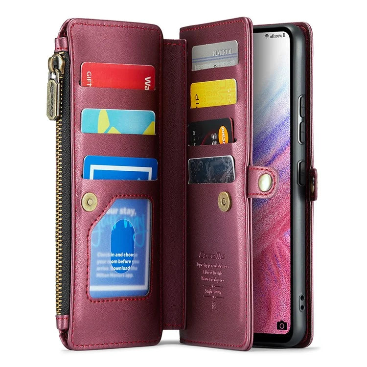CASEME C36 Series For Samsung Galaxy A53 5G Case 10 Card Slots PU Leather Phone Cover with Straps