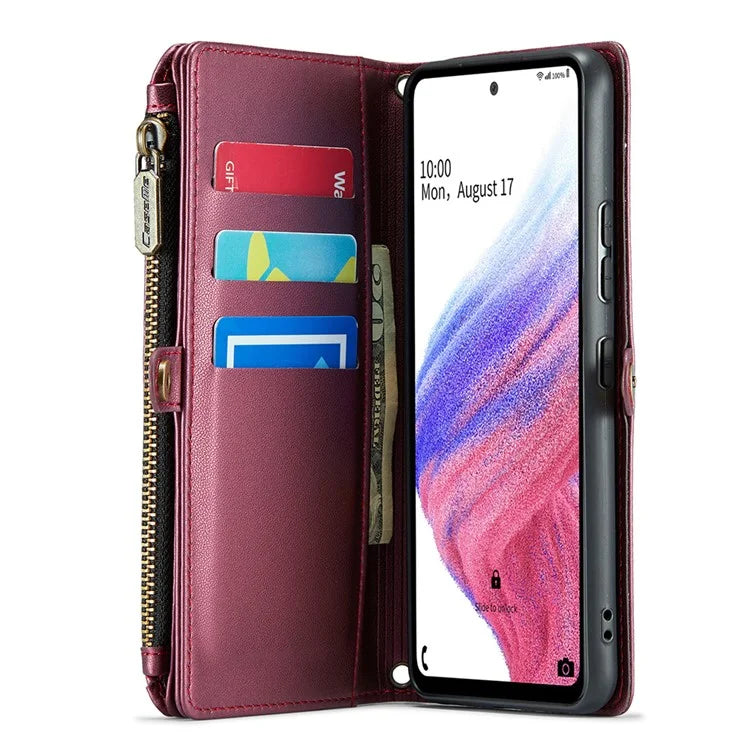 CASEME C36 Series For Samsung Galaxy A53 5G Case 10 Card Slots PU Leather Phone Cover with Straps