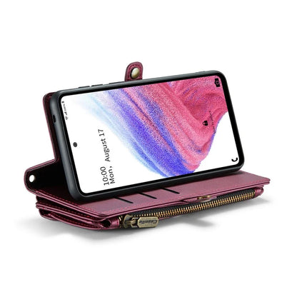 CASEME C36 Series For Samsung Galaxy A53 5G Case 10 Card Slots PU Leather Phone Cover with Straps