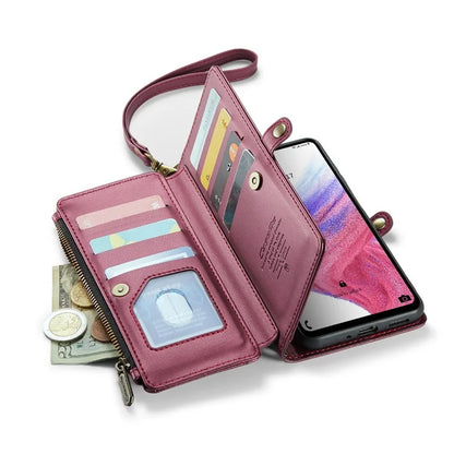 CASEME C36 Series For Samsung Galaxy A53 5G Case 10 Card Slots PU Leather Phone Cover with Straps
