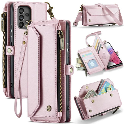 CASEME C36 Series For Samsung Galaxy A53 5G Case 10 Card Slots PU Leather Phone Cover with Straps