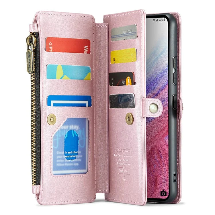 CASEME C36 Series For Samsung Galaxy A53 5G Case 10 Card Slots PU Leather Phone Cover with Straps
