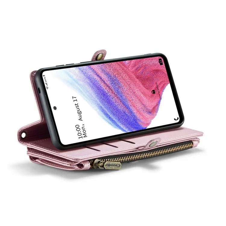 CASEME C36 Series For Samsung Galaxy A53 5G Case 10 Card Slots PU Leather Phone Cover with Straps