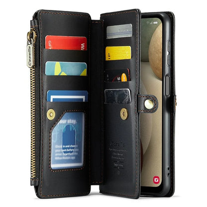 CASEME C36 Series For Samsung Galaxy A12 Case Leather Handbag Phone Cover Magnetic Closure Zipper Pocket