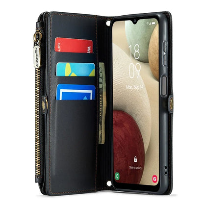 CASEME C36 Series For Samsung Galaxy A12 Case Leather Handbag Phone Cover Magnetic Closure Zipper Pocket