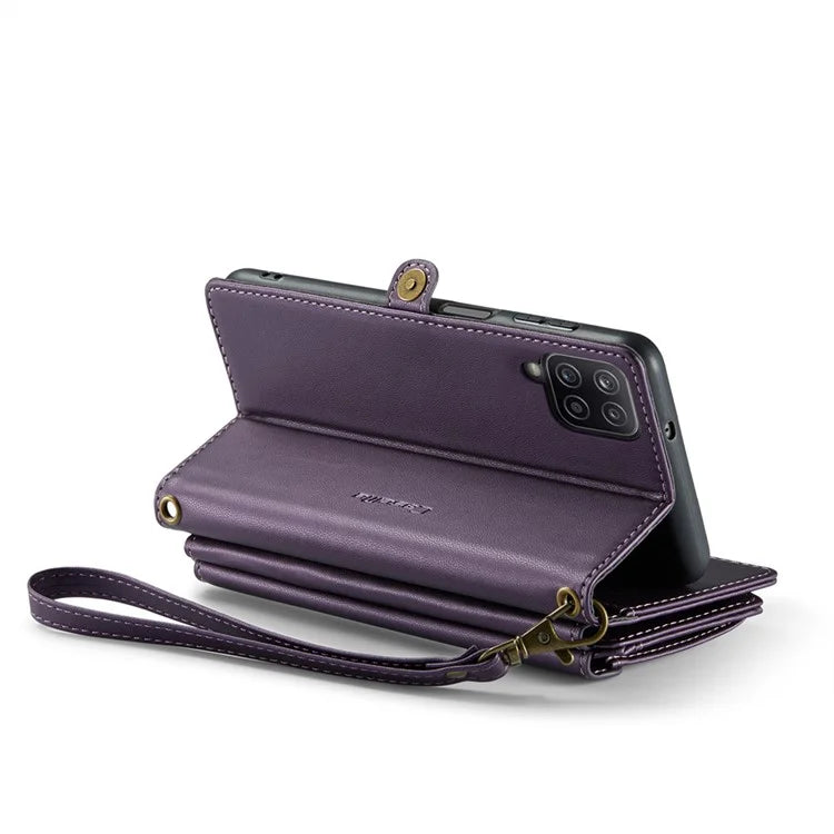 CASEME C36 Series For Samsung Galaxy A12 Case Leather Handbag Phone Cover Magnetic Closure Zipper Pocket
