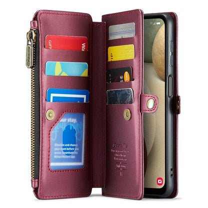 CASEME C36 Series For Samsung Galaxy A12 Case Leather Handbag Phone Cover Magnetic Closure Zipper Pocket