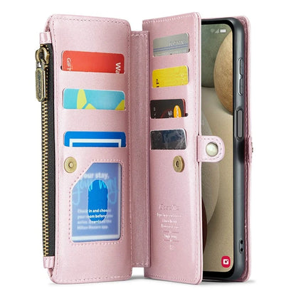 CASEME C36 Series For Samsung Galaxy A12 Case Leather Handbag Phone Cover Magnetic Closure Zipper Pocket