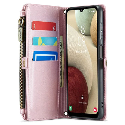 CASEME C36 Series For Samsung Galaxy A12 Case Leather Handbag Phone Cover Magnetic Closure Zipper Pocket