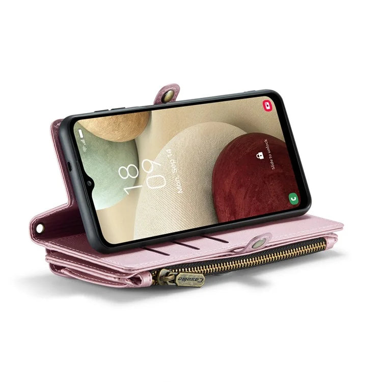 CASEME C36 Series For Samsung Galaxy A12 Case Leather Handbag Phone Cover Magnetic Closure Zipper Pocket