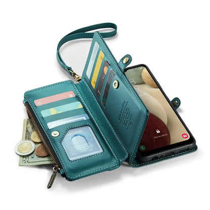 CASEME C36 Series For Samsung Galaxy A12 Case Leather Handbag Phone Cover Magnetic Closure Zipper Pocket