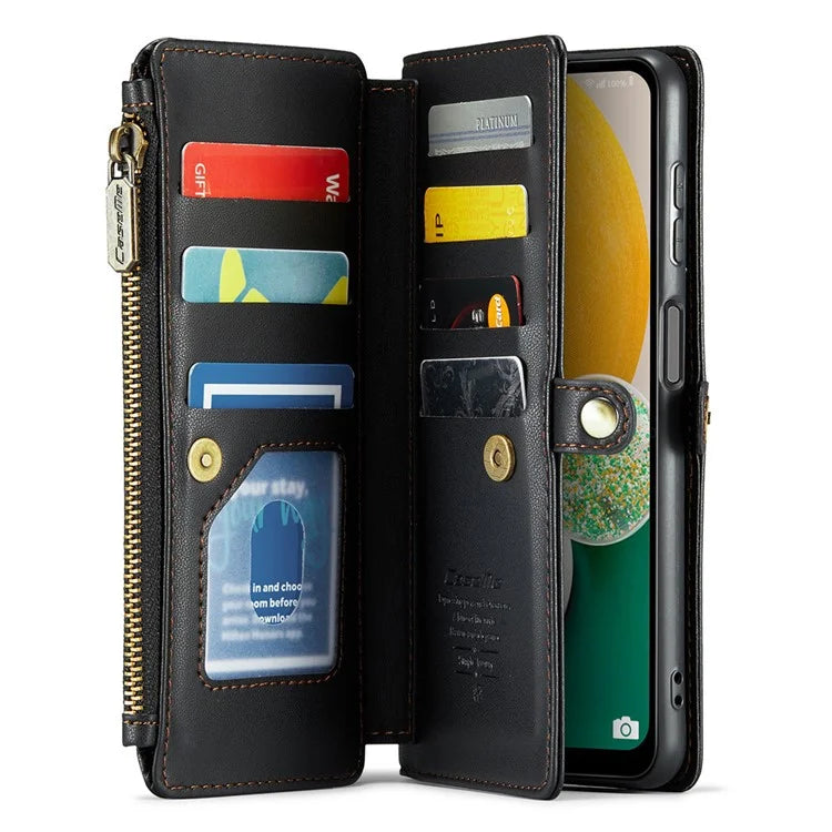 CASEME C36 Series For Samsung Galaxy A13 5G Case Leather Stand Cover 10 Card Holder Slots Zipper Pocket