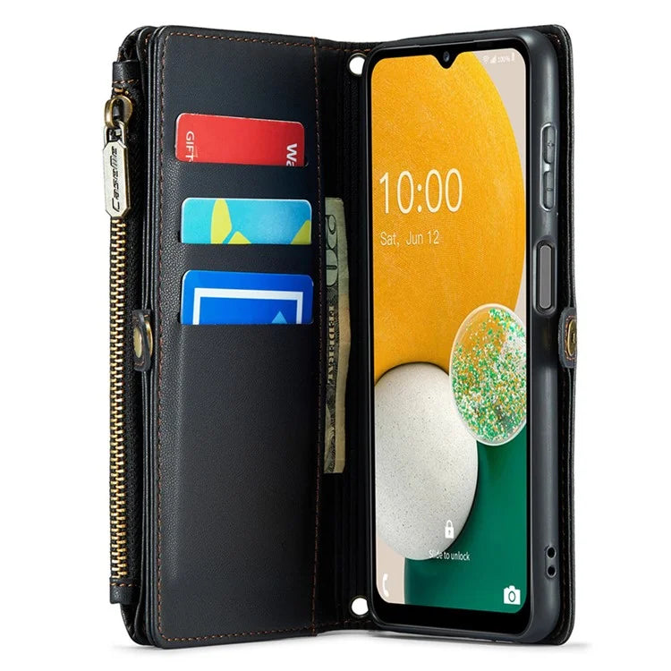 CASEME C36 Series For Samsung Galaxy A13 5G Case Leather Stand Cover 10 Card Holder Slots Zipper Pocket