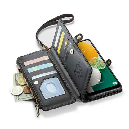 CASEME C36 Series For Samsung Galaxy A13 5G Case Leather Stand Cover 10 Card Holder Slots Zipper Pocket