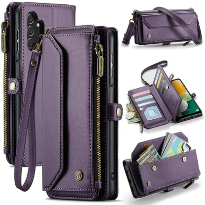 CASEME C36 Series For Samsung Galaxy A13 5G Case Leather Stand Cover 10 Card Holder Slots Zipper Pocket