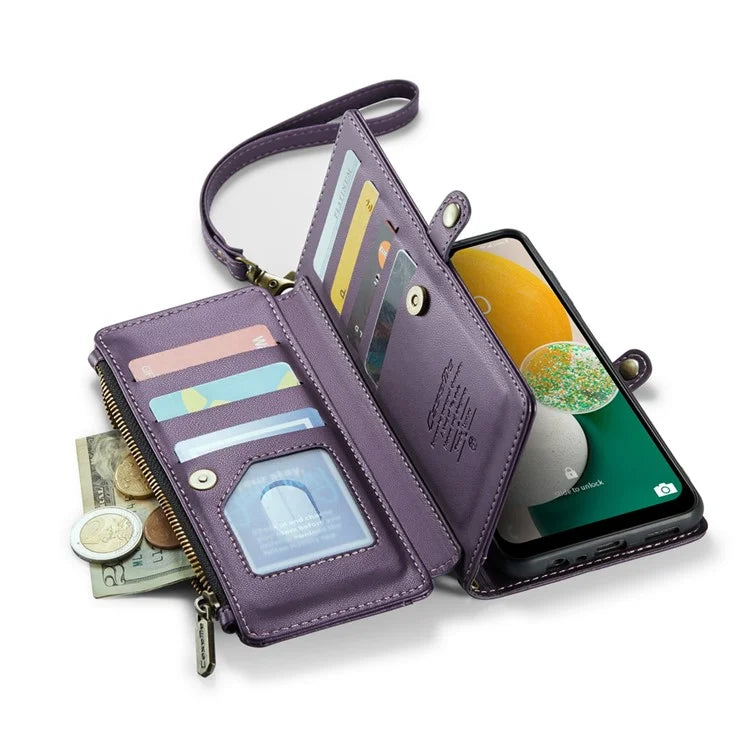 CASEME C36 Series For Samsung Galaxy A13 5G Case Leather Stand Cover 10 Card Holder Slots Zipper Pocket