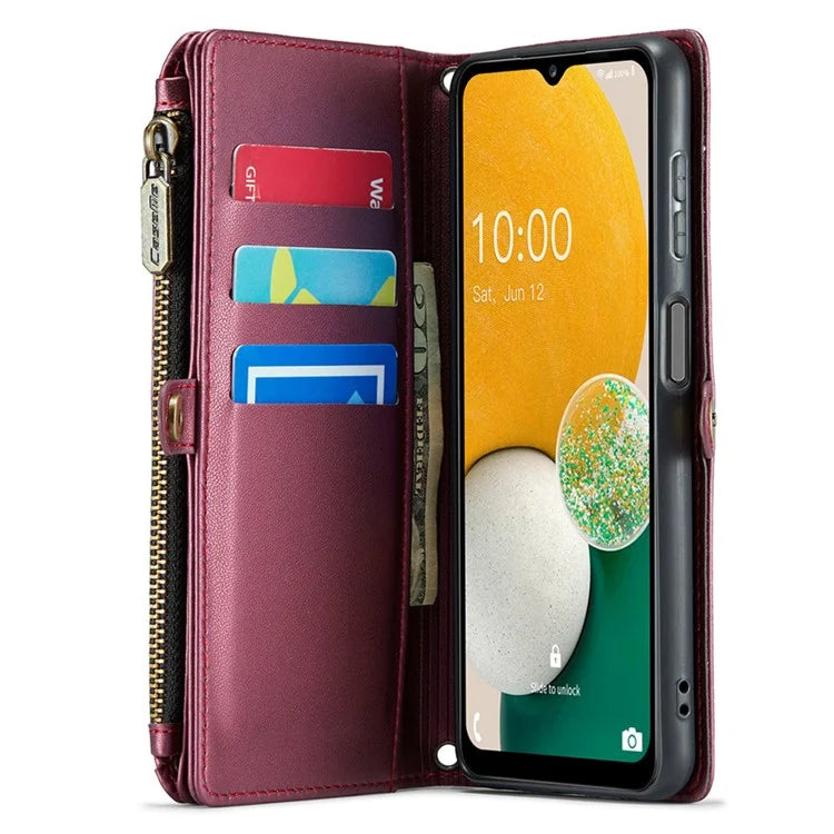 CASEME C36 Series For Samsung Galaxy A13 5G Case Leather Stand Cover 10 Card Holder Slots Zipper Pocket
