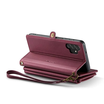 CASEME C36 Series For Samsung Galaxy A13 5G Case Leather Stand Cover 10 Card Holder Slots Zipper Pocket