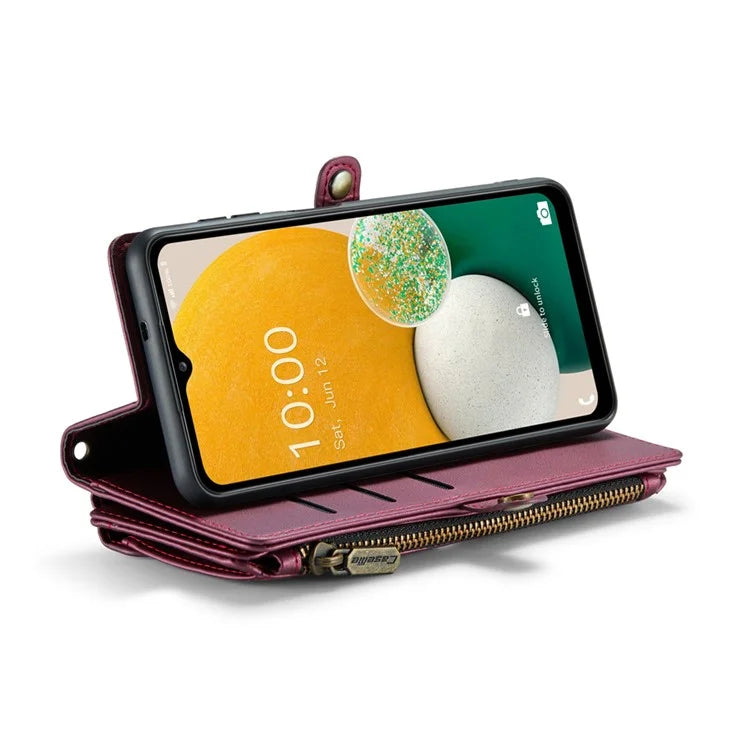 CASEME C36 Series For Samsung Galaxy A13 5G Case Leather Stand Cover 10 Card Holder Slots Zipper Pocket