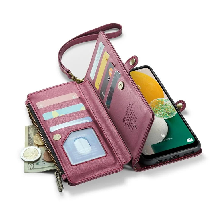 CASEME C36 Series For Samsung Galaxy A13 5G Case Leather Stand Cover 10 Card Holder Slots Zipper Pocket