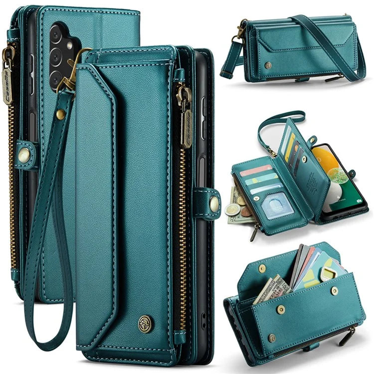 CASEME C36 Series For Samsung Galaxy A13 5G Case Leather Stand Cover 10 Card Holder Slots Zipper Pocket