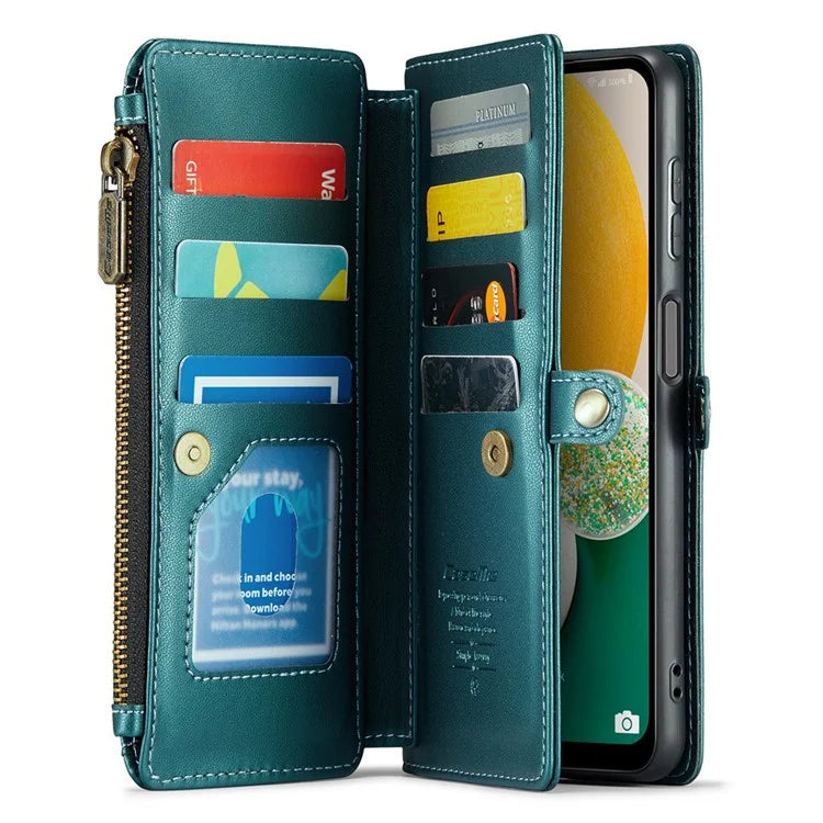 CASEME C36 Series For Samsung Galaxy A13 5G Case Leather Stand Cover 10 Card Holder Slots Zipper Pocket