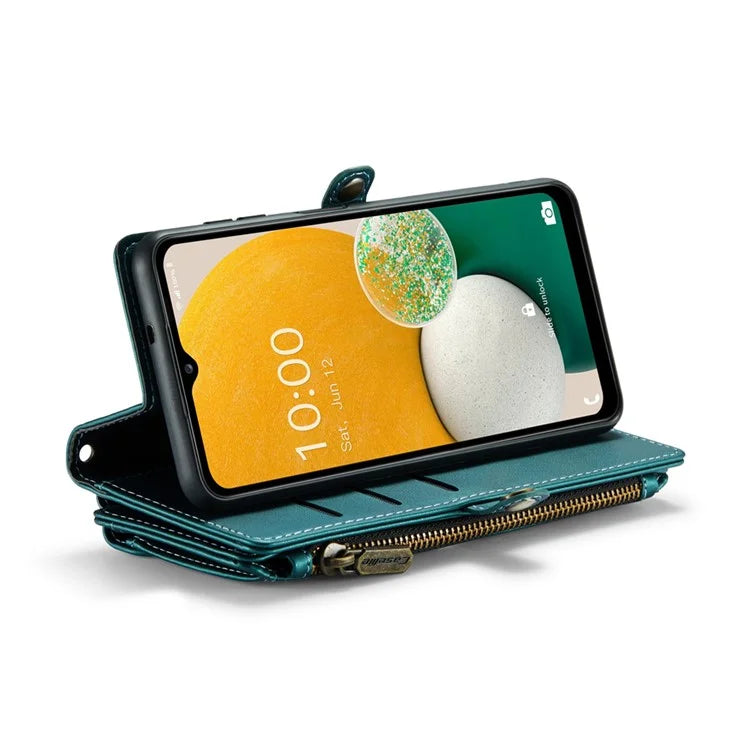 CASEME C36 Series For Samsung Galaxy A13 5G Case Leather Stand Cover 10 Card Holder Slots Zipper Pocket