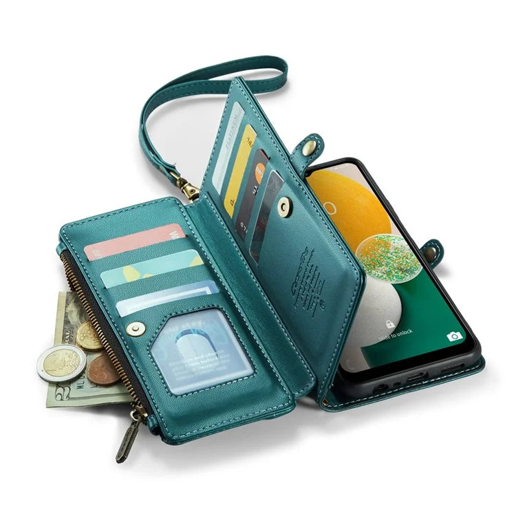 CASEME C36 Series For Samsung Galaxy A13 5G Case Leather Stand Cover 10 Card Holder Slots Zipper Pocket